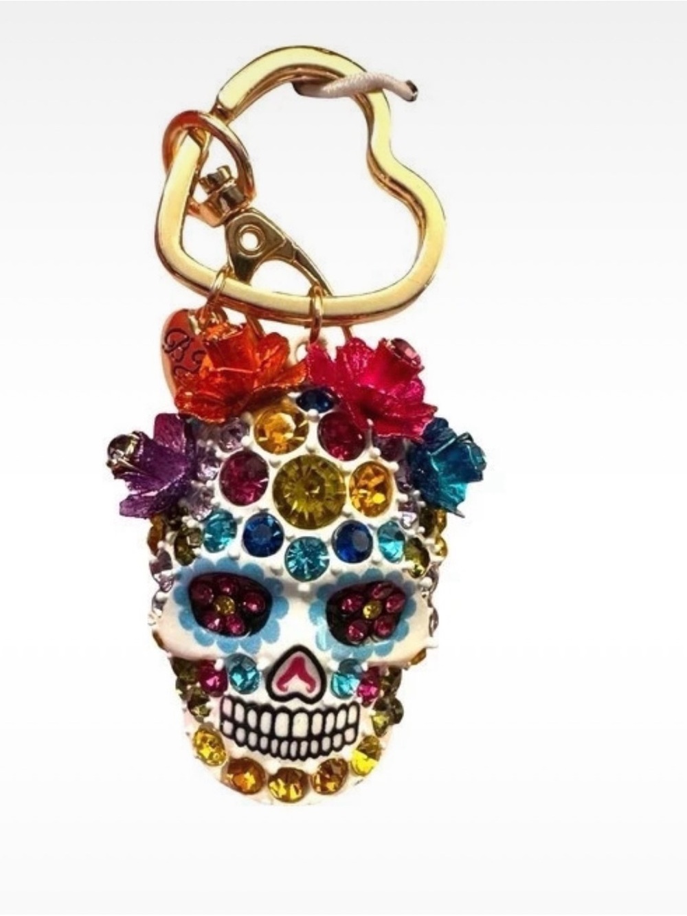 Betsey Johnson Sugar Skull Bag Charm Keychain, NIB